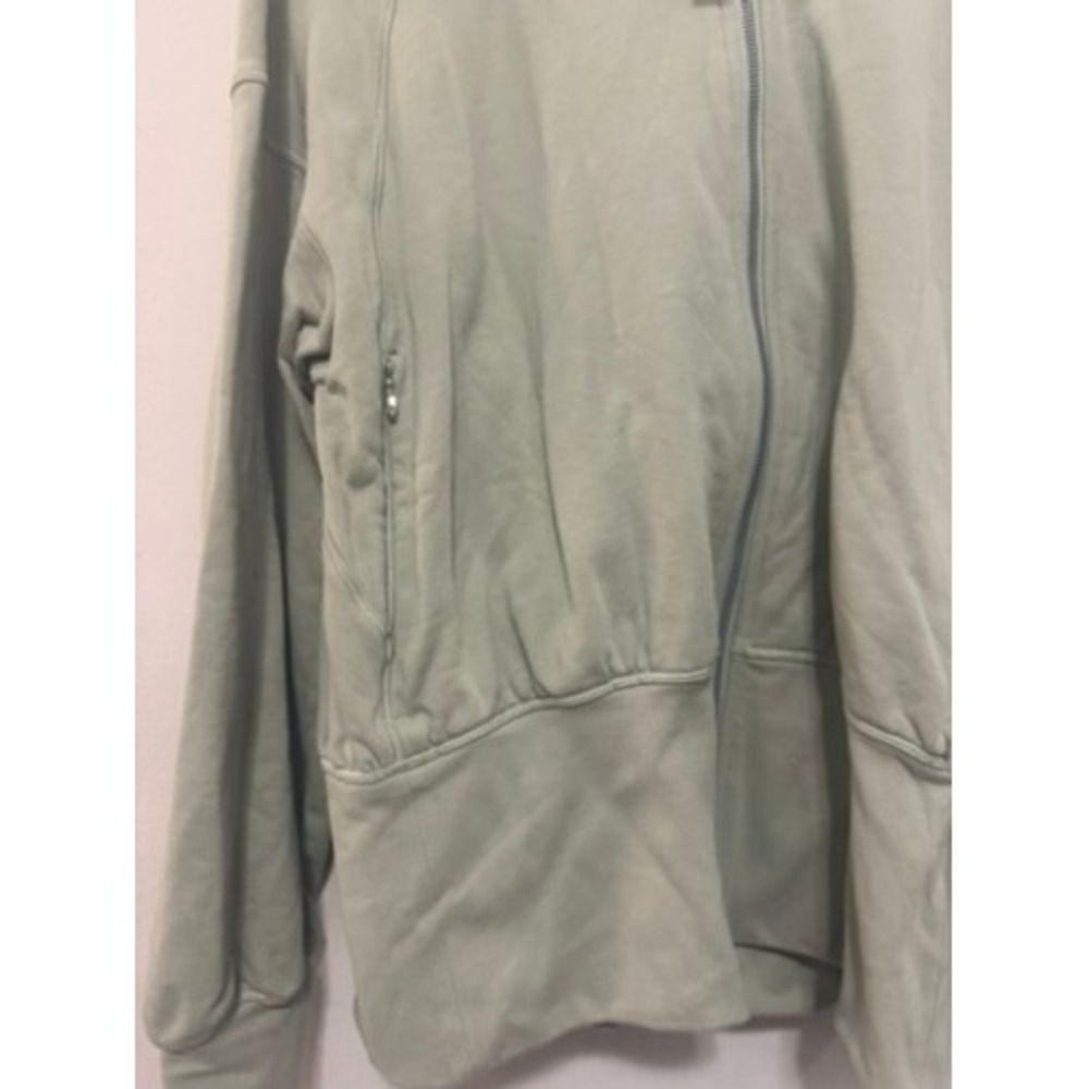 VINTAGE Lululemon Scuba Full Zip Hoodie Sage Green Size 14 Cotton Fleece Jacket - Picture 2 of 4